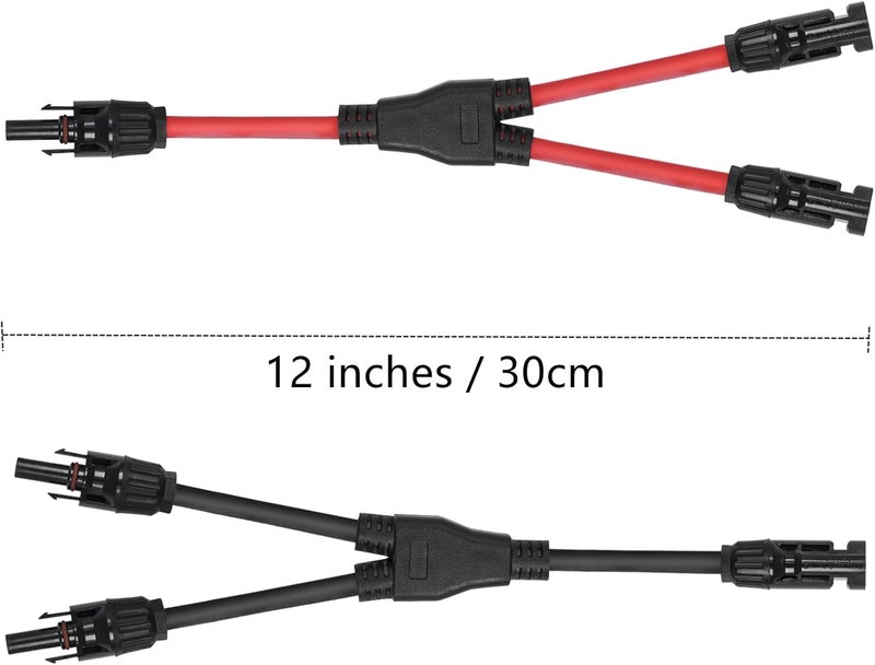 letivay 2 to 1 Solar Panel Connectors Y Branch Universal 10 AWG Solar Connectors (Red & Black) - Image 5